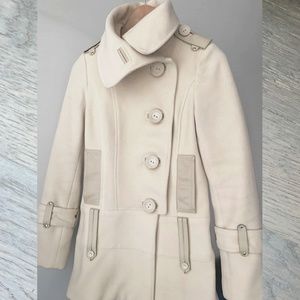 Mackage | Wool Cashmere Peacoat Coat with Leather Trims